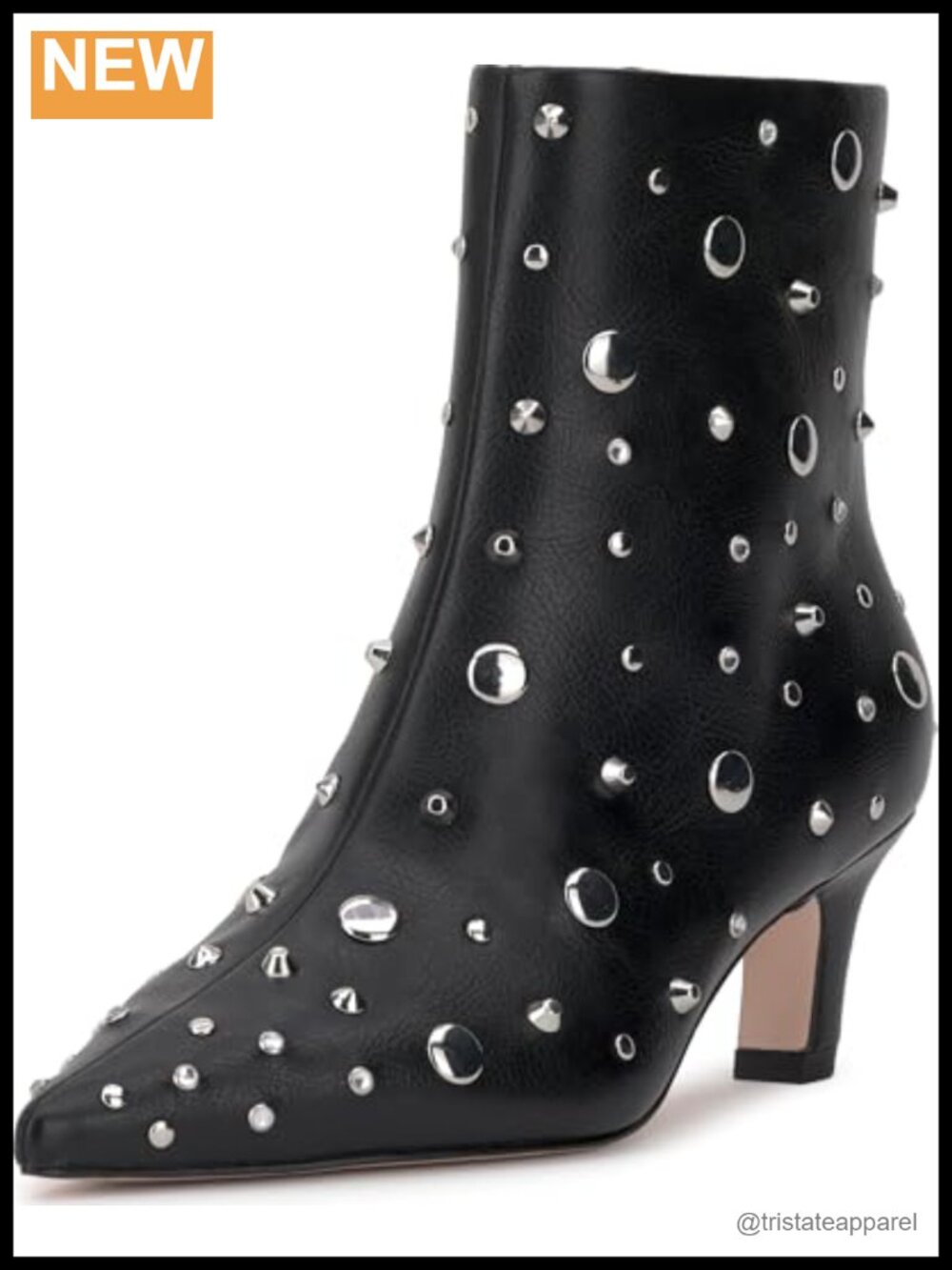 Faux Leather Kitten Heel Ankle Bootie Pointed Toe Pull-On
